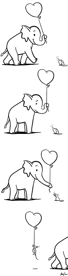 Elephant and Mouse with Balloon